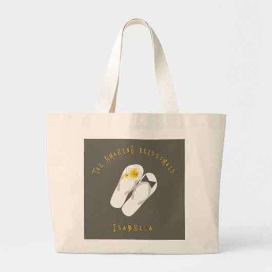 Mr & Mrs Teenslippers Hibiscus Beach Wedding Bag Grote Tote Bag (Voorkant)