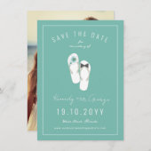 Mr & Mrs Teenslippers Hibiscus Beach Wedding Photo Save The Date (Voorkant / Achterkant)
