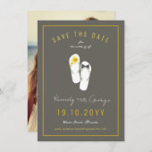 Mr & Mrs Teenslippers Hibiscus Beach Wedding Photo Save The Date (Voorkant / Achterkant)