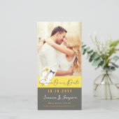 Mr & Mrs Teenslippers Hibiscus Beach Wedding Photo Save The Date (Staand voorkant)