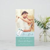 Mr & Mrs Teenslippers Hibiscus Beach Wedding Photo Save The Date (Staand voorkant)