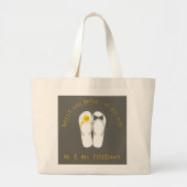 Mr & Mrs Teenslippers Yellow Hibiscus Beach Weddin Grote Tote Bag (Voorkant)