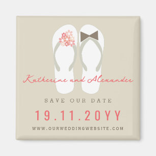 Mr & Mrs Teenslippers Zomerbruiloft Save The Date Magneet