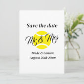 Mr & Mrs tennis paar bruiloft opslaan de datum kaa Save The Date (Staand voorkant)