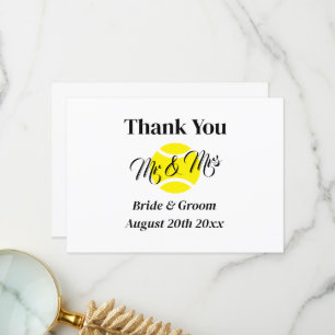 Mr & Mrs tennis paar sportieve bruiloft Bedankkaart