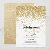 Mr & Mrs. to be Gold Glitter Verloving Uitnodigen Kaart (Voorkant / Achterkant)
