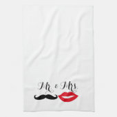 Mr & Mrs. To Be Mustache & Lips Party Hostess Theedoek (Verticaal)