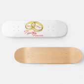 Mr & Mrs Together Forever Wedding Rings Persoonlijk Skateboard (Horizontaal)