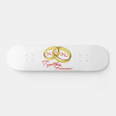 Mr & Mrs Together Forever Wedding Rings Persoonlijk Skateboard (Horizontaal)
