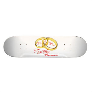 Mr & Mrs Together Forever Wedding Rings Persoonlijk Skateboard