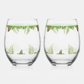 Mr & Mrs Tropical Leaves Script Huwelijkscadeau Wijnglas Zonder Voet (Rechts)