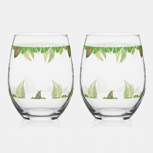 Mr & Mrs Tropical Leaves Script Huwelijkscadeau Wijnglas Zonder Voet (Rechts)
