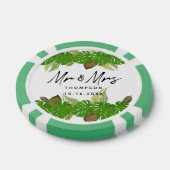 Mr & Mrs Tropical Leaves Script Trouwplezier Poker Chips (Enkel)