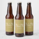 Mr & Mrs Trouwgunst - Minimalistisch Goud Bier Etiket (Flessen)