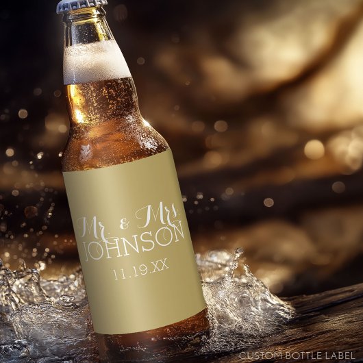 Mr & Mrs Trouwgunst - Minimalistisch Goud Bier Etiket