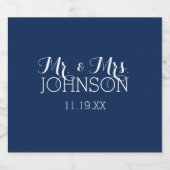 Mr & Mrs Trouwgunst - Minimalistische Blauwe Bier Etiket (Enkel label)