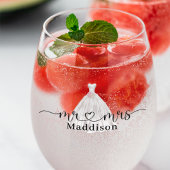 Mr❤️Mrs Trouwjurk Roze Boeket Wijnglas Zonder Voet