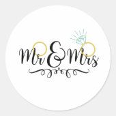 Mr & Mrs trouwringen Ronde Sticker (Voorkant)