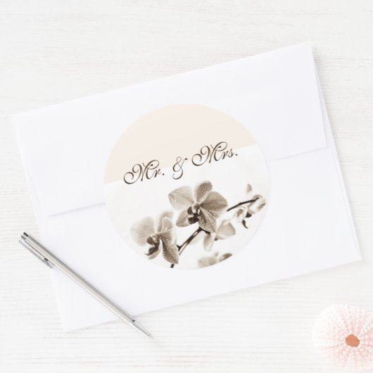 Mr & Mrs trouwstickers Ronde Sticker (Envelop)