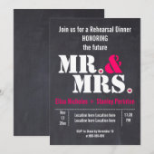 Mr & Mrs typografie bruiloft hersal diner Kaart (Voorkant / Achterkant)