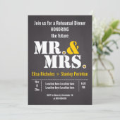 Mr & Mrs typografie bruiloft hersal diner Kaart (Staand voorkant)