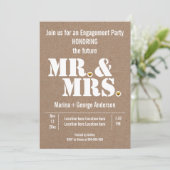 Mr & Mrs typografie kraft bruiloft verlofpartij Kaart (Staand voorkant)