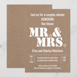 Mr. & Mrs typografie kraft paper bruiloft douche Kaart