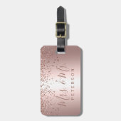 Mr & Mrs typografie roos gouden confetti metallic Bagagelabel (Voorkant verticaal)