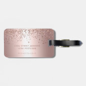 Mr & Mrs typografie roos gouden confetti metallic Bagagelabel (Achterkant horizontaal)