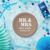 Mr. & Mrs typografie rustic kraft bruiloft Papieren Bordje (Feest)