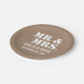 Mr. & Mrs typografie rustic kraft bruiloft Papieren Bordje (Gekanteld)