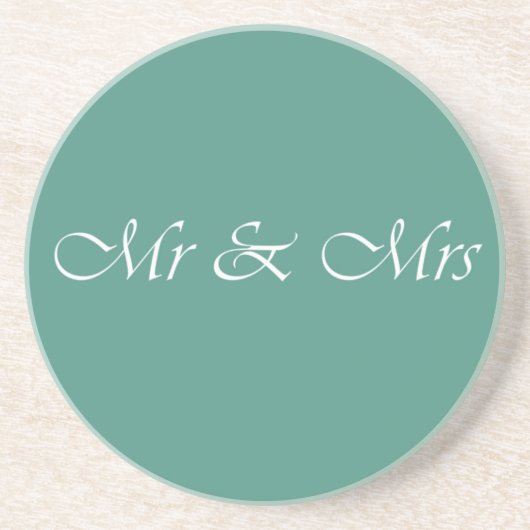 Mr & Mrs Typografie Zandsteen Onderzetter (Voorkant)