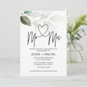 Mr & Mrs Verloving Gold Eucalyptus verloofd Kaart (Staand voorkant)