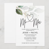 Mr & Mrs Verloving Gold Eucalyptus verloofd Kaart (Voorkant / Achterkant)