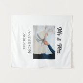 Mr & Mrs voeg familienaam toe datum jaar huwelijks Wandkleed (Voorkant (horizontaal))