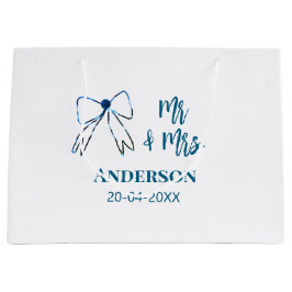 Mr & Mrs voeg naam datum huwelijksfeest boog blauw Groot Cadeauzakje