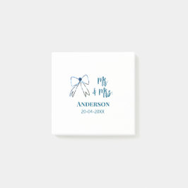 Mr & Mrs voeg naam datum huwelijksfeest lint blauw Post-it® Notes