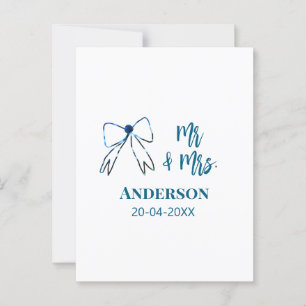 Mr & Mrs voeg naam datum huwelijksgeschenk lint bl Briefkaart