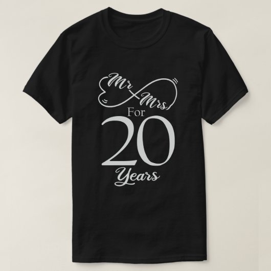 Mr. & Mrs. voor 20 jaar 20ste Jubileum voor bruilo T-shirt (Design voorkant)