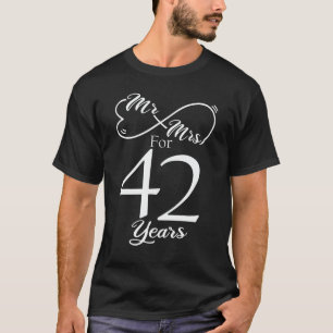 Mr. & Mrs. voor 42 jaar 1ste bruiloft Jubileum T-shirt