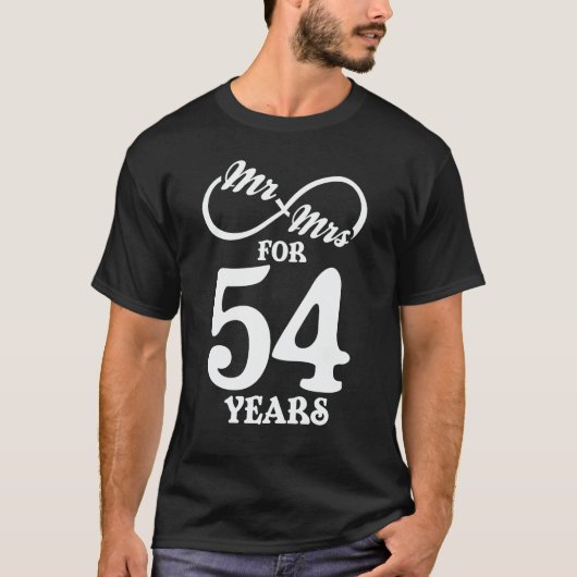 Mr. & Mrs. voor 54 jaar 1ste bruiloft Jubileum T-shirt (Voorkant)