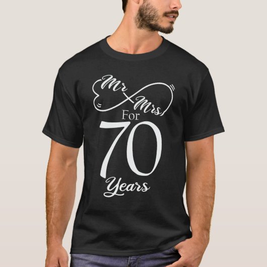 Mr. & Mrs. voor 70 jaar 70th Wedding Jubileum T-shirt (Voorkant)
