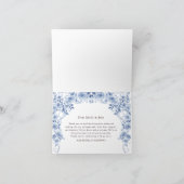 Mr & Mrs Watercolor Dusty Blue Floral Wedding Bedankkaart (Binnen)