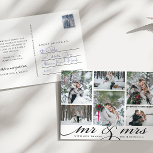 Mr. & Mrs. Weddenfoto collage Hartelijk dank Briefkaart