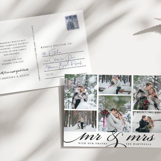 Mr. & Mrs. | Weddenfoto collage Hartelijk dank Briefkaart