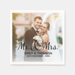 Mr & Mrs. Weddenschap Aangepast fotopapier — N Servet
