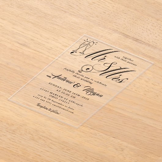 MR & Mrs Wedding Acryl Uitnodigingen (Laagn)