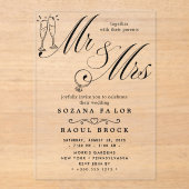 Mr & Mrs Wedding Acryl Uitnodigingen (Voorkant)