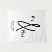 Mr. & Mrs Wedding Backdrop Aangepaste achternaam D Wandkleed (Voorkant (horizontaal))