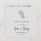 MR & MRS Wedding Black Fancy Minimalist Branches  Bedankkaart (Voorkant / Achterkant)